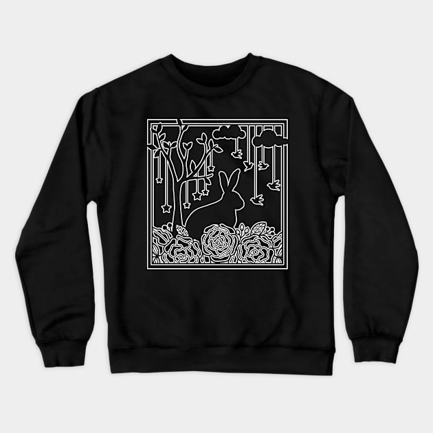 Rabbit Scene Roses Crewneck Sweatshirt by letnothingstopyou